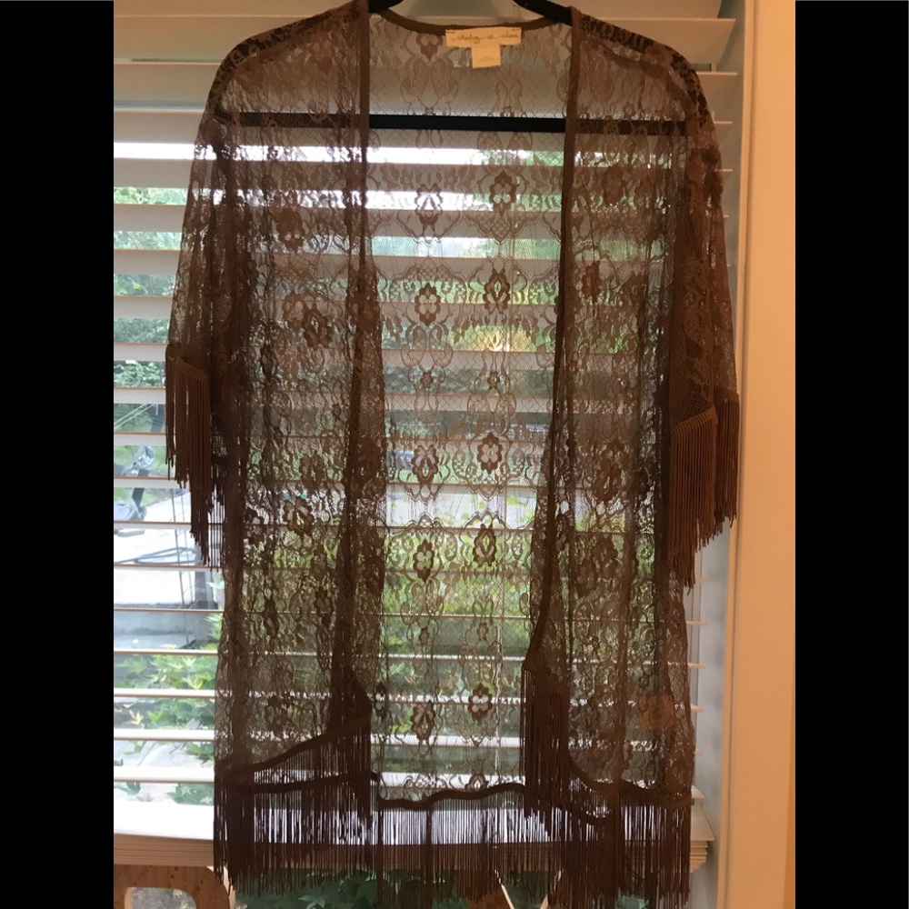 Tan lace kimono